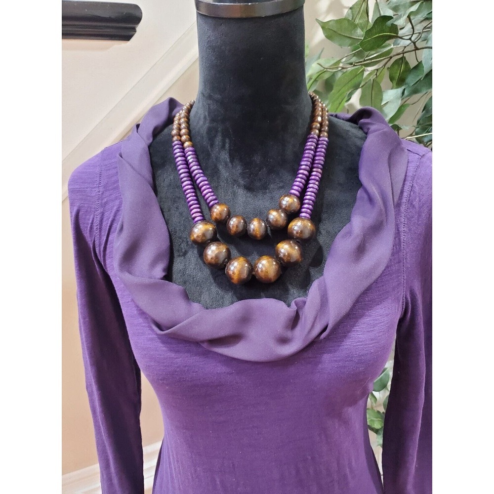 Loft Womens Purple Solid 100% Cotton Cowl Neck Long Sleeve Top Blouse Size Small - Picture 9 of 10